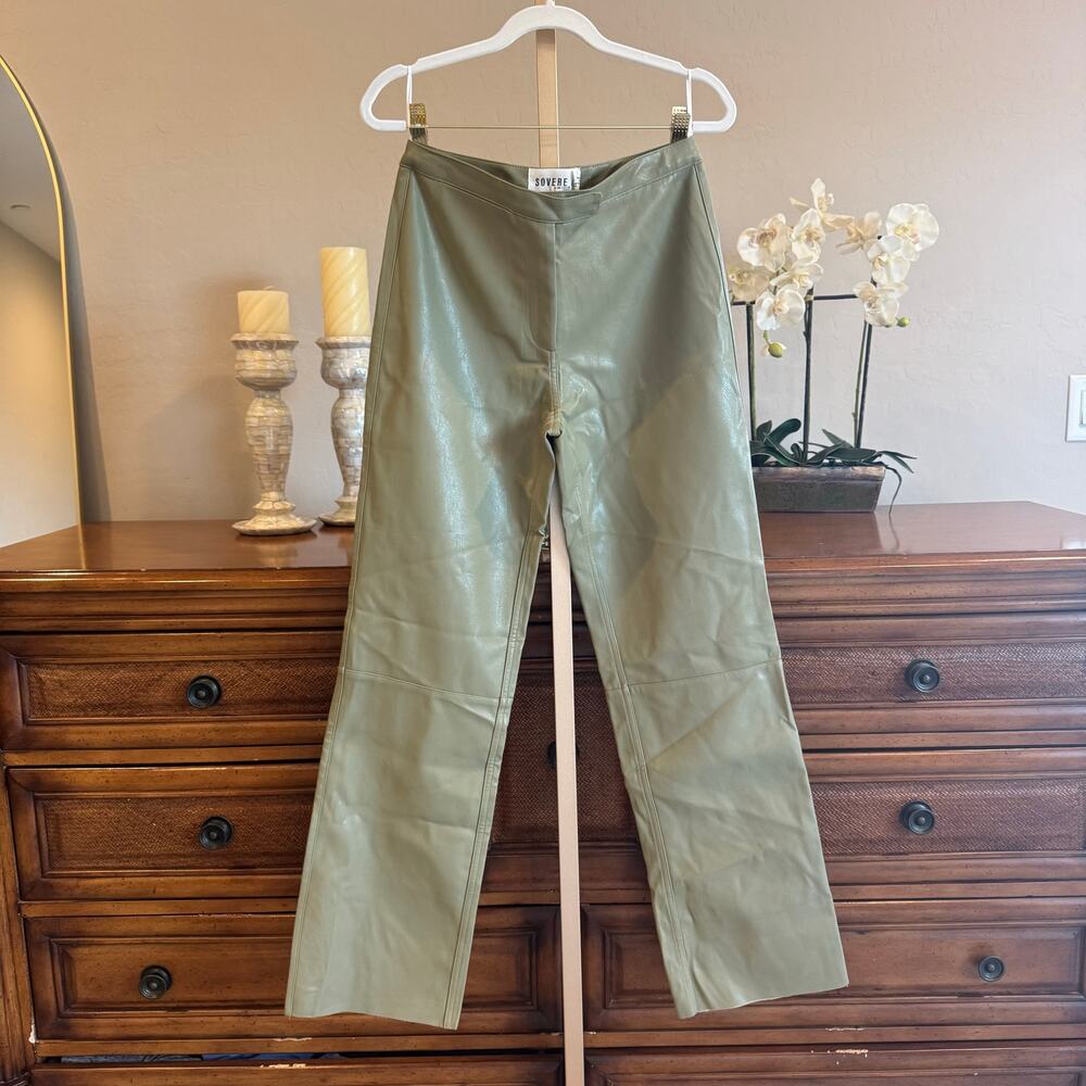 Sovere Influence Faux Leather Pant Green Tea Size S NWOT Sold Out - Picture 2 of 10